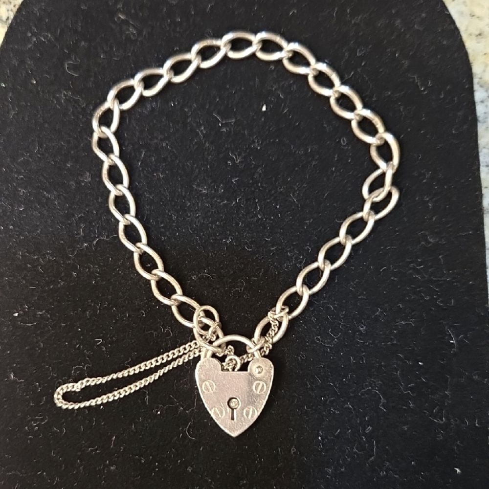 Hallmarked Sterling Silver Locket Charm Bracelet